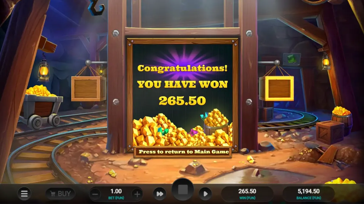 Tampilan visual slot Digger’s Dough dengan tema pertambangan emas